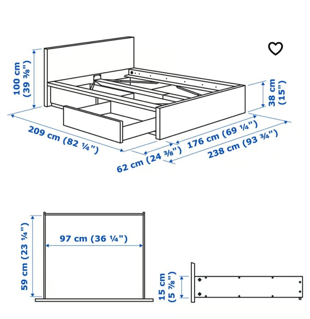Malm dubbelbed te koop wegens verhuis, Ophalen, Gebruikt, 210 cm, Overige typen