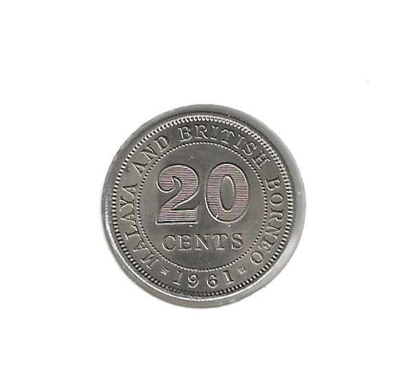 Malaya & British Borneo, 20 Cents 1961., Ophalen of Verzenden, Zuidoost-Azië, Losse munt