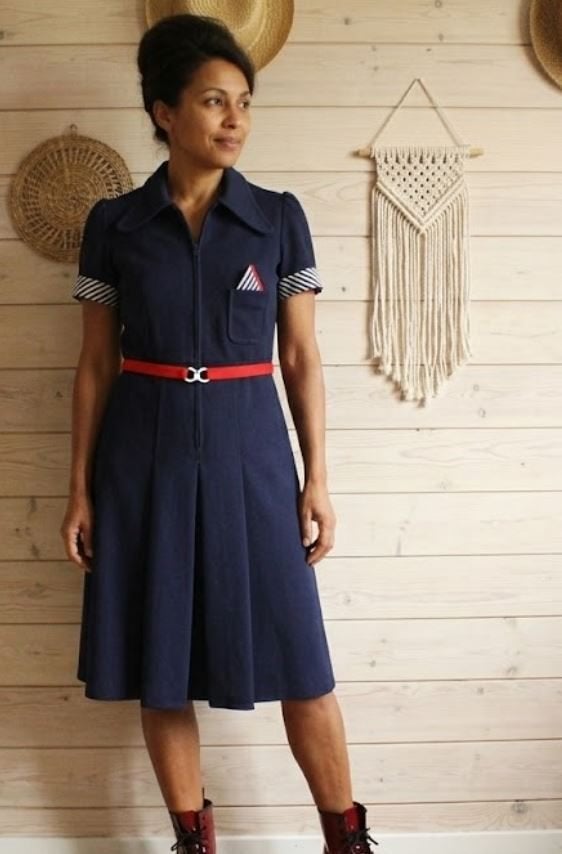 Robe vintage authentique (38-40) - à peine portée, ANDERE, Taille 38/40 (M), Enlèvement, Bleu