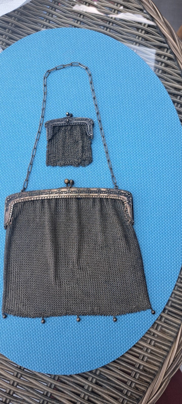 Antik zilveren nettas en portemonnee, Handtassen en Accessoires, Portemonnees, Ophalen of Verzenden