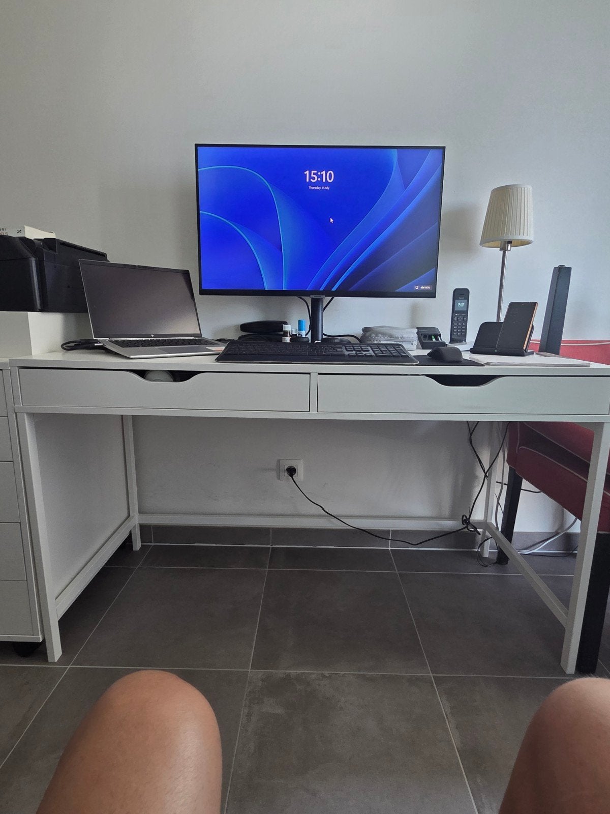 Bureau Ikea wit 2 lades, Huis en Inrichting, Bureaus, Ophalen, IKEA, Wit