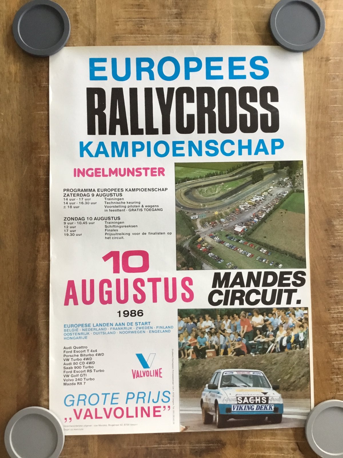 Affiche rallycross mandescircuit 1986, Ophalen of Verzenden, Zo goed als nieuw