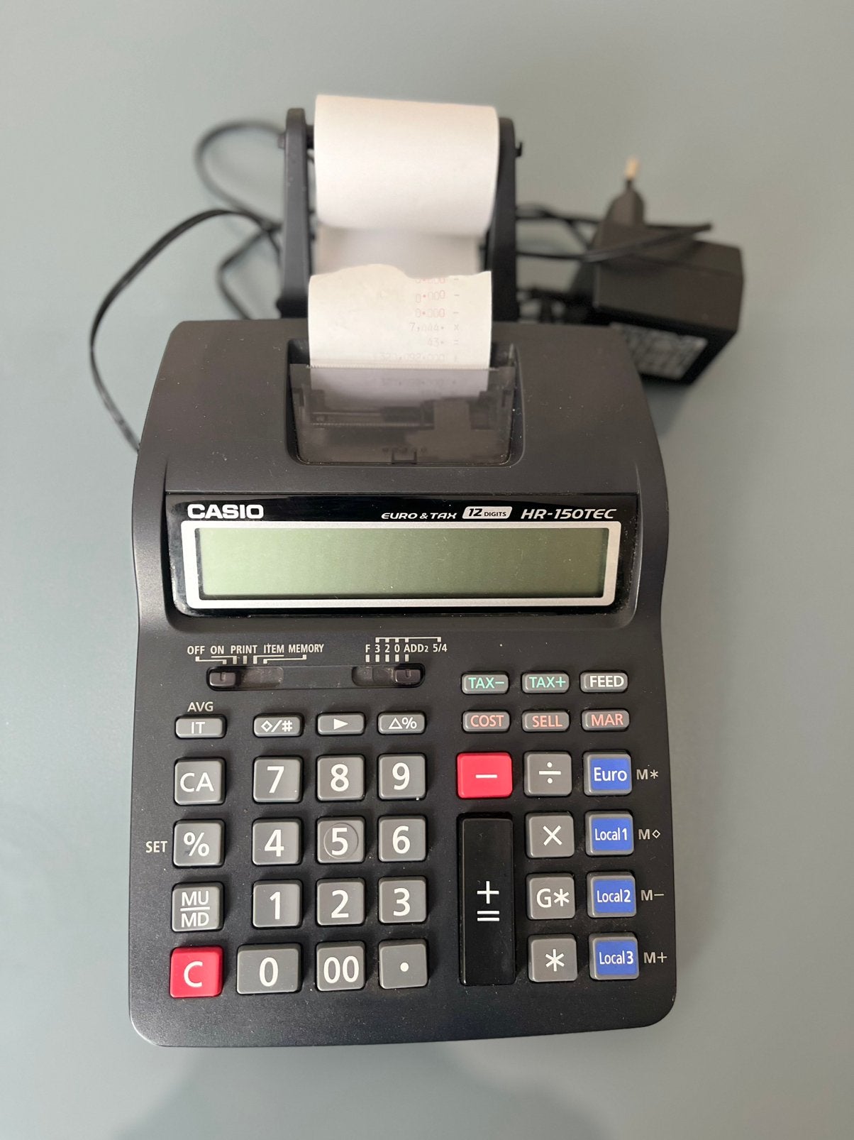 Casio HR-150TEC + 12 rouleaux neufs, Enlèvement, Utilisé