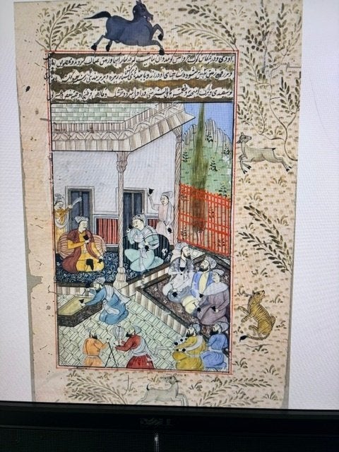 19e eeuwse Perzische miniatuur, Antiek en Kunst, Kunst | Schilderijen | Klassiek, Ophalen of Verzenden