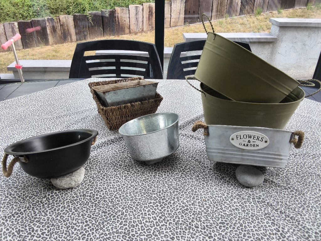 Lot vasques /jardinières/bacs pour plantes en zinc, Enlèvement ou Envoi, Utilisé, Métal, Intérieur