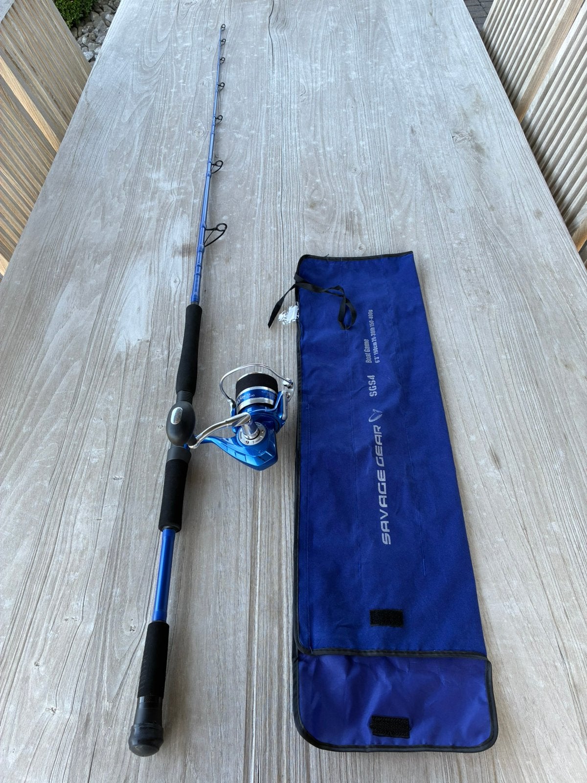 Savage Gear boothengel + Okuma molen, Enlèvement, Comme neuf, Moulinet