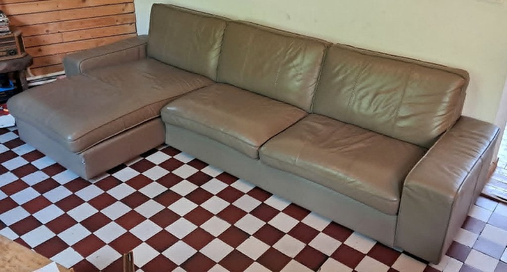 2 canapés IKEA KIVIK en cuir 3 places/méridienne + 2 places, Maison & Meubles, Enlèvement, Cuir