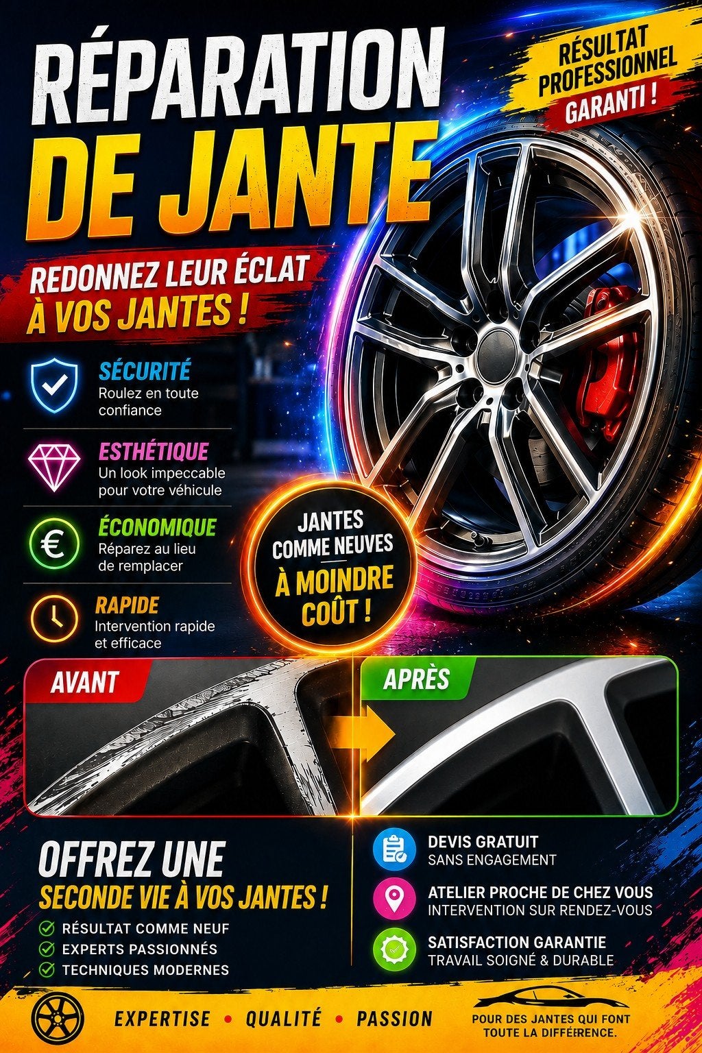 réparation jante fissuré griffer voiler liege