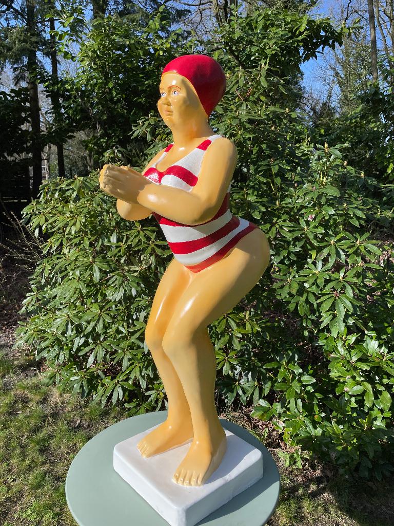 Duikende dame jacuzzi tuin, zwembad, vijver 115cm, Tuin en Terras, Tuinbeelden, Nieuw, Mensenbeeld, Kunststof, Ophalen