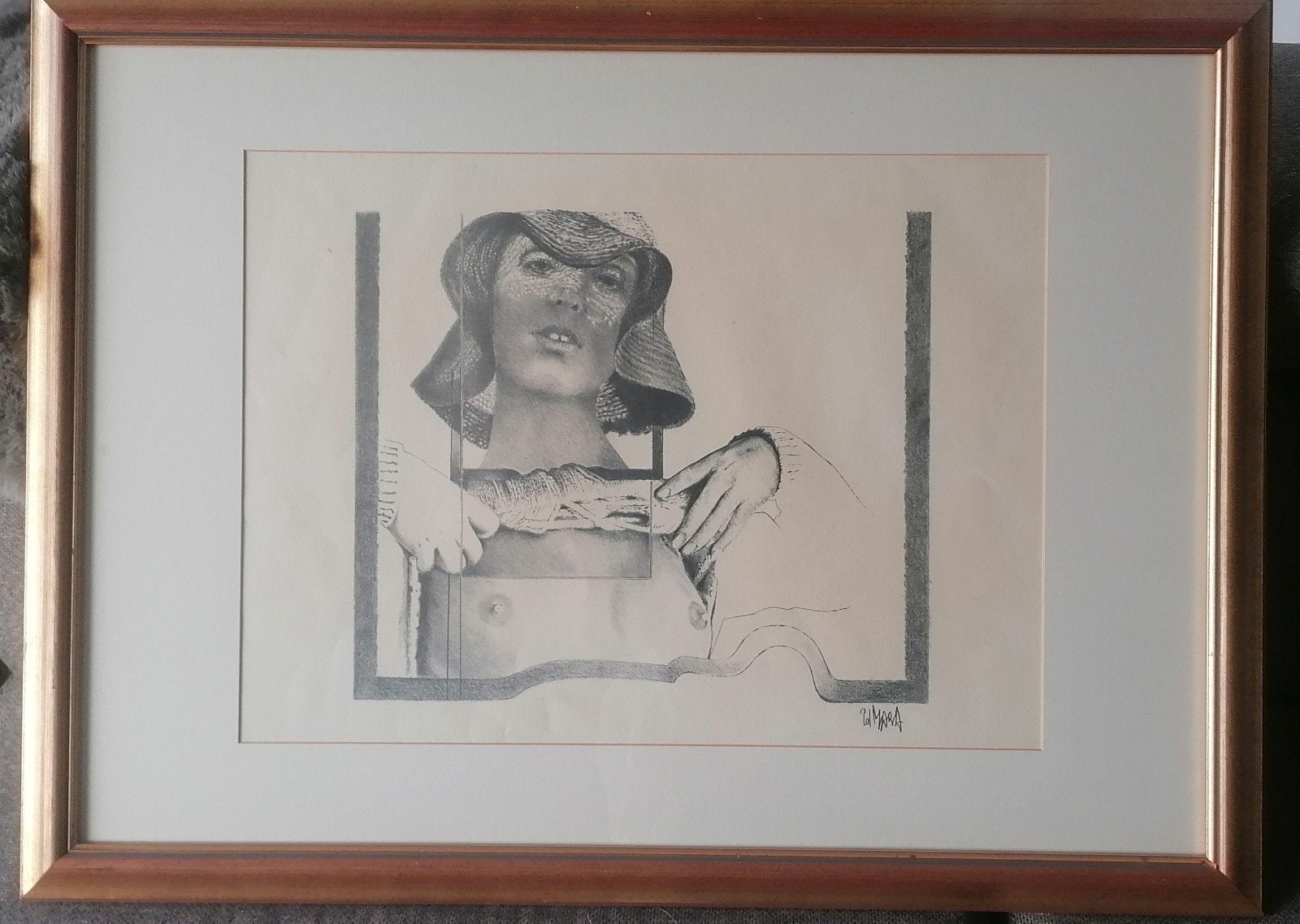 gesigneerd werk Pol Mara 87 x 64 cm - ingelijst, Ophalen, Gesigneerd