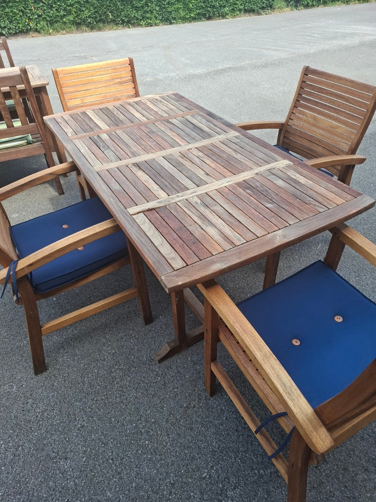 Teak tuinsets, Ophalen, 4 zitplaatsen, Gebruikt, Hardhout