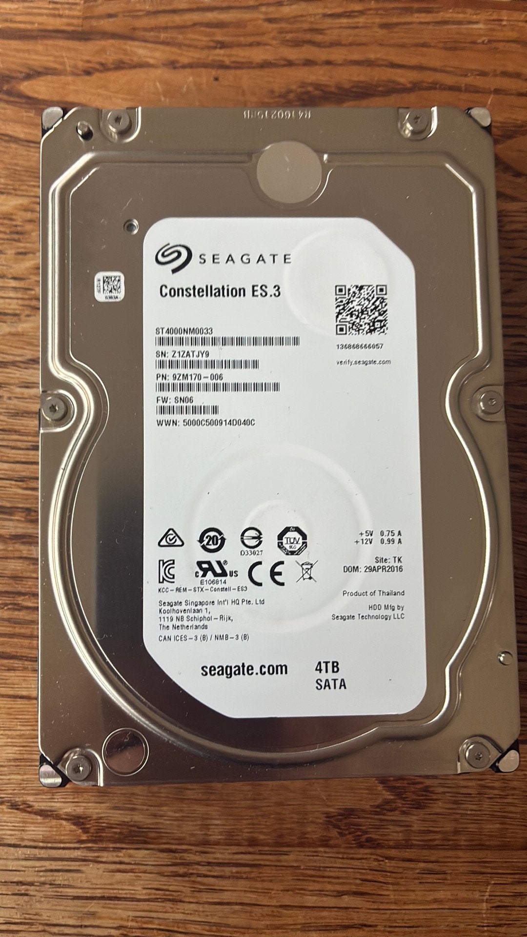 Seagate Constellation ES.3 - 4 TB - sata, Informatique & Logiciels, Enlèvement ou Envoi, Externe, Serveur, Utilisé