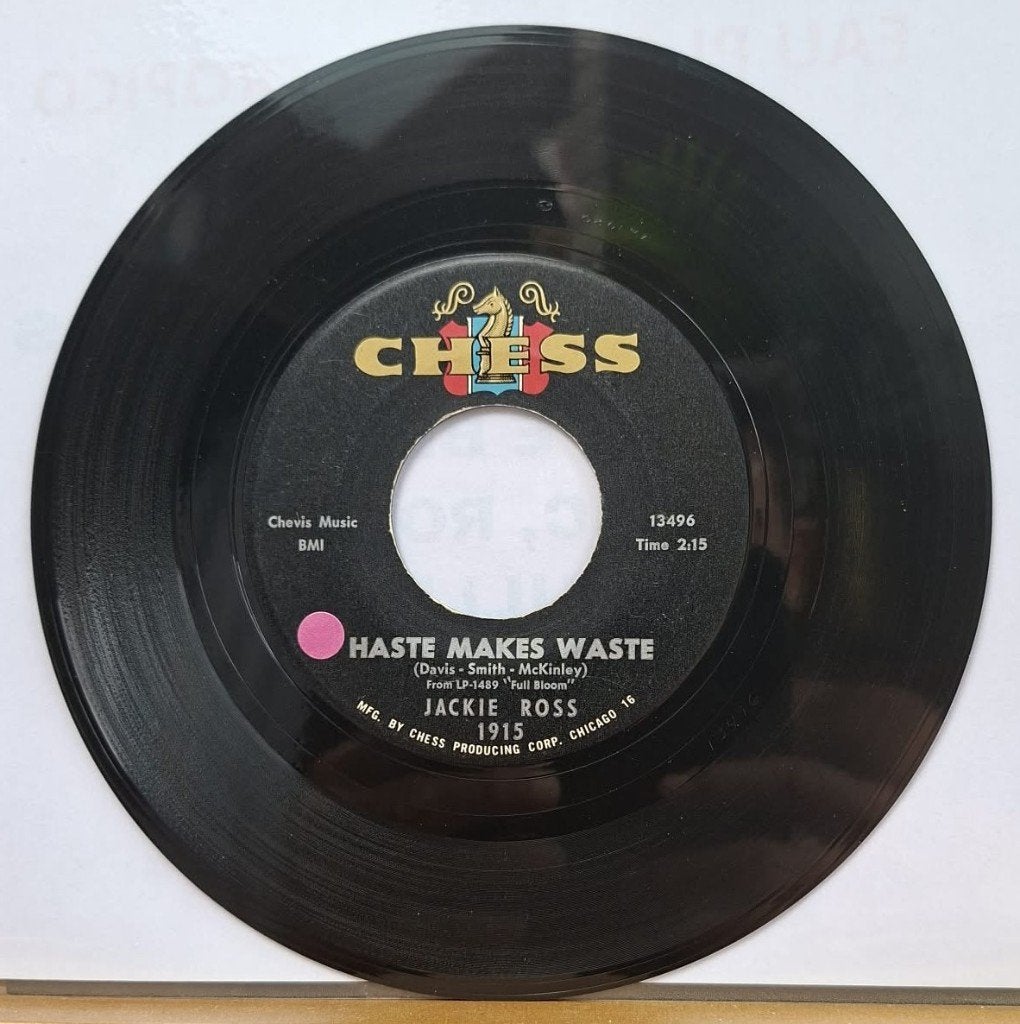 Jackie Ross – Haste Makes Waste / Wasting Time, Pressage original, 7 inch, Utilisé, Autres types