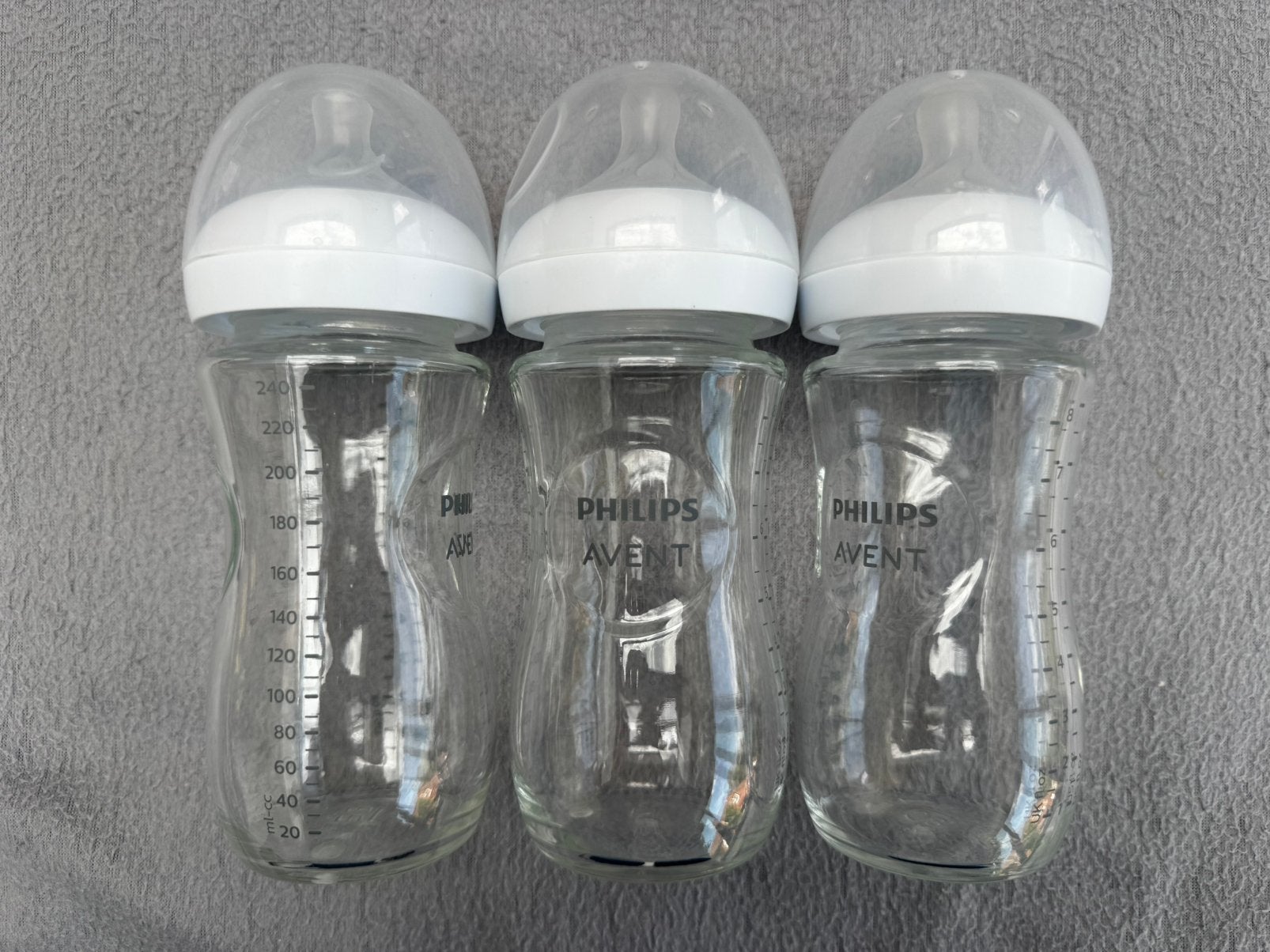 3 biberons avent en verre, Enfants & Bébés, Aliments pour bébé & Accessoires, Enlèvement, Comme neuf, Biberon, Philips Avent