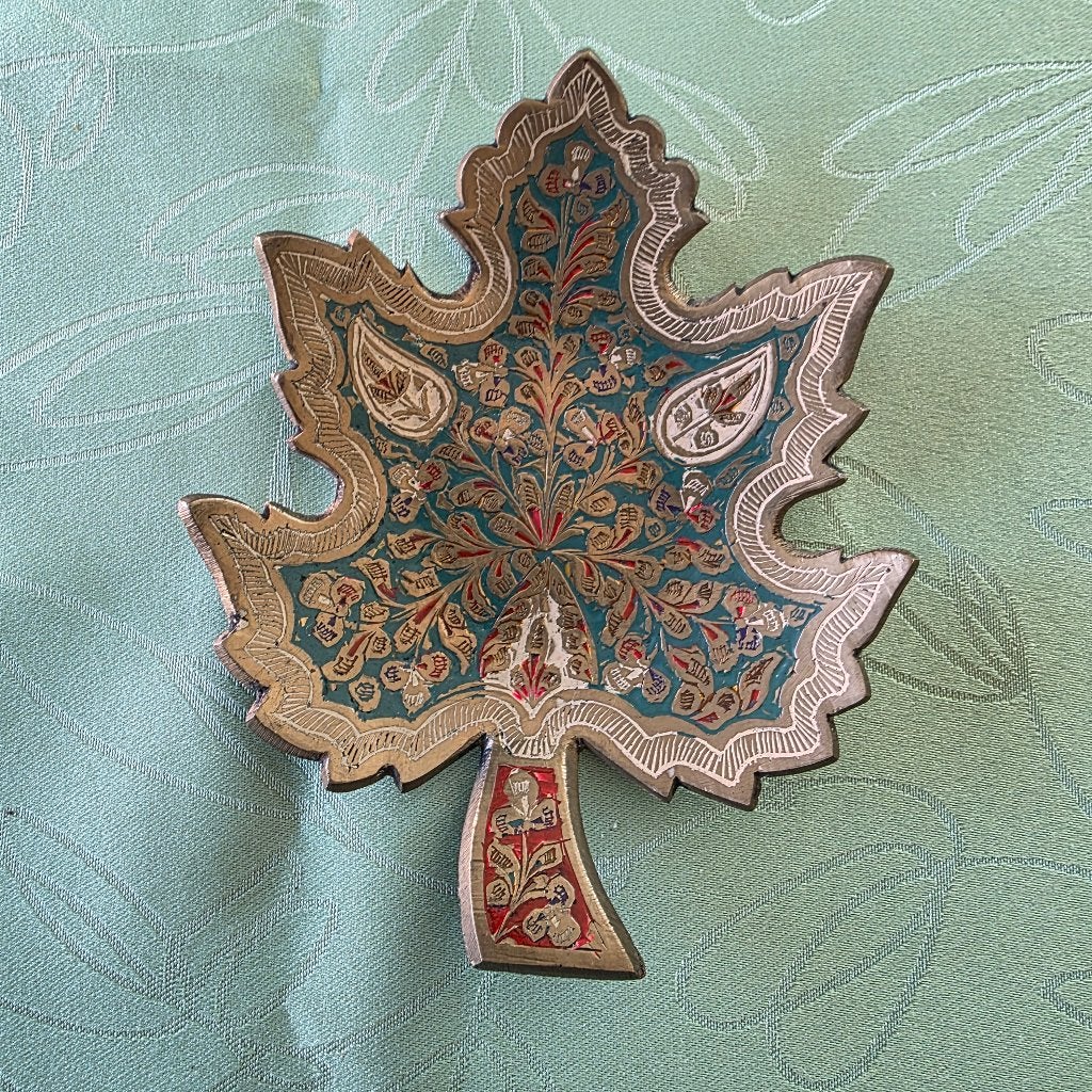 KOPEREN SCHAALTJE INDIA 5 BLAD UITZICHT, Ophalen of Verzenden, Koper