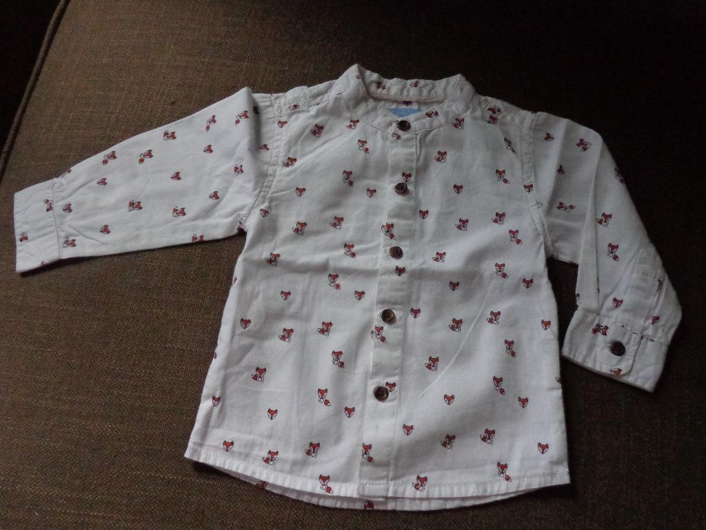 chemise bébé, garçon - T 68 - motifs renard, Garçon, Enlèvement ou Envoi, Chemise ou Chemisier, Comme neuf