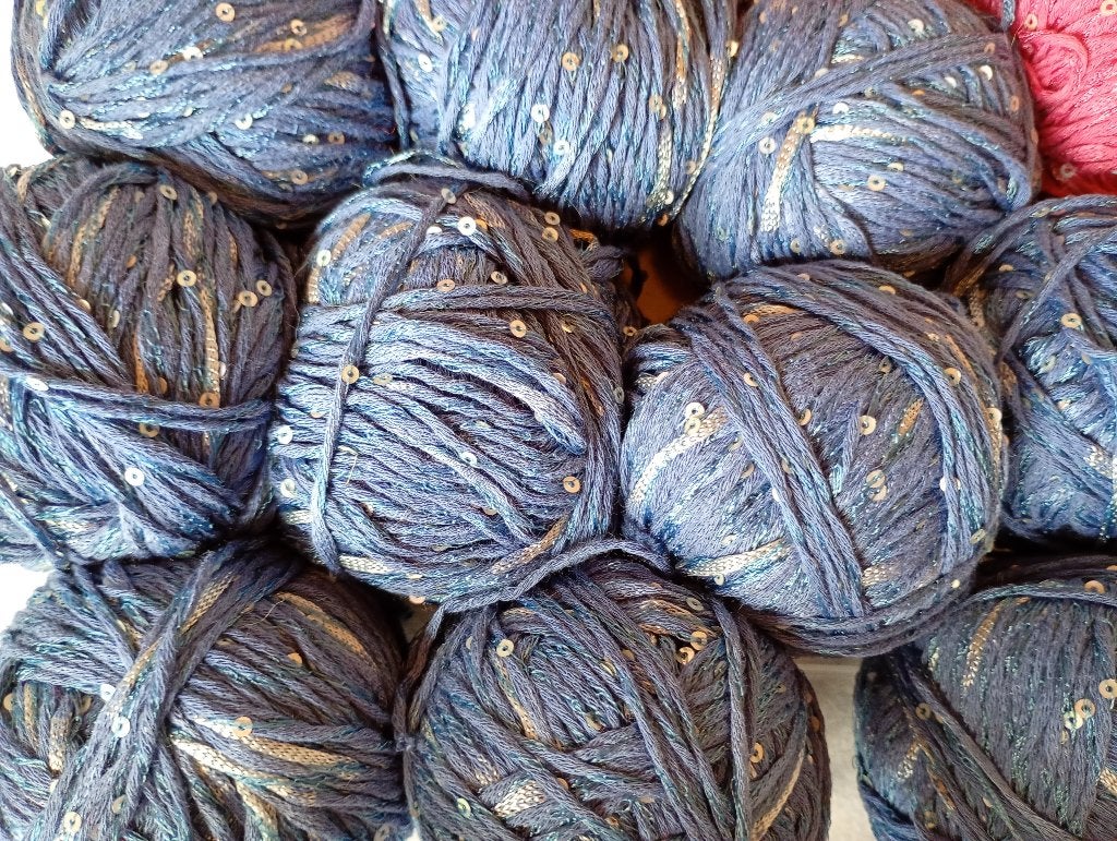 Lana Grossa Opera blauwe wol met pailletjes, Hobby en Vrije tijd, Breien en Haken, Ophalen of Verzenden, Nieuw, Breien of Haken