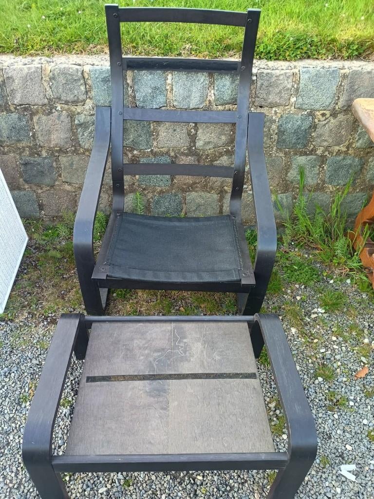 Structure d'un fauteuil noir + repose pied, Enlèvement, Utilisé, Une personne, Bois