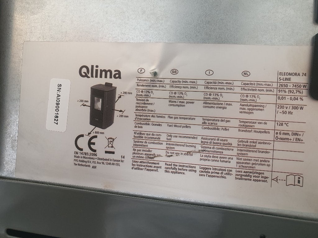 Pelletkachel + buizen schouw en 34 zakken pellets, Ophalen, Gebruikt, Pelletkachel, Vrijstaand