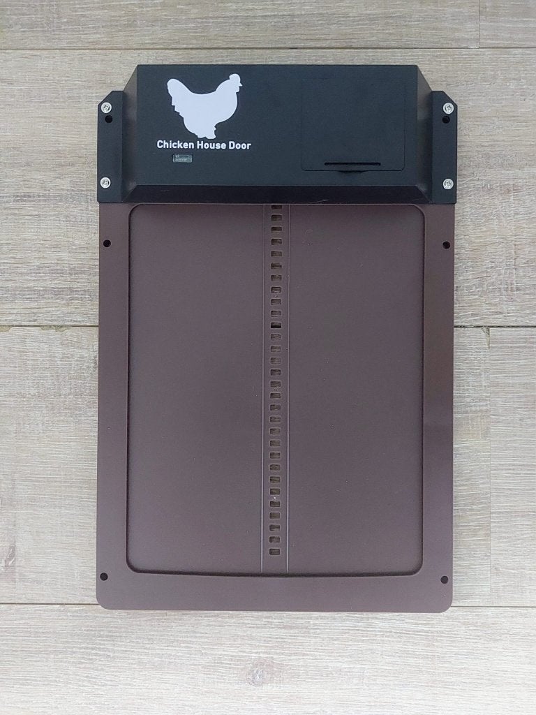 Automatische kippendeur/luik - op lichtsensor - bruin, Verzenden, Nieuw, Kippenhok of Kippenren