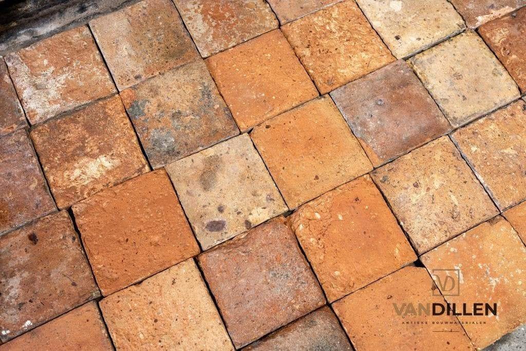 Lichte Franse plavuizen zeer mooi zalm geel 16x16 50M2, Doe-het-zelf en Bouw, Ophalen, Gebruikt, Steen of Klei, Minder dan 50 cm