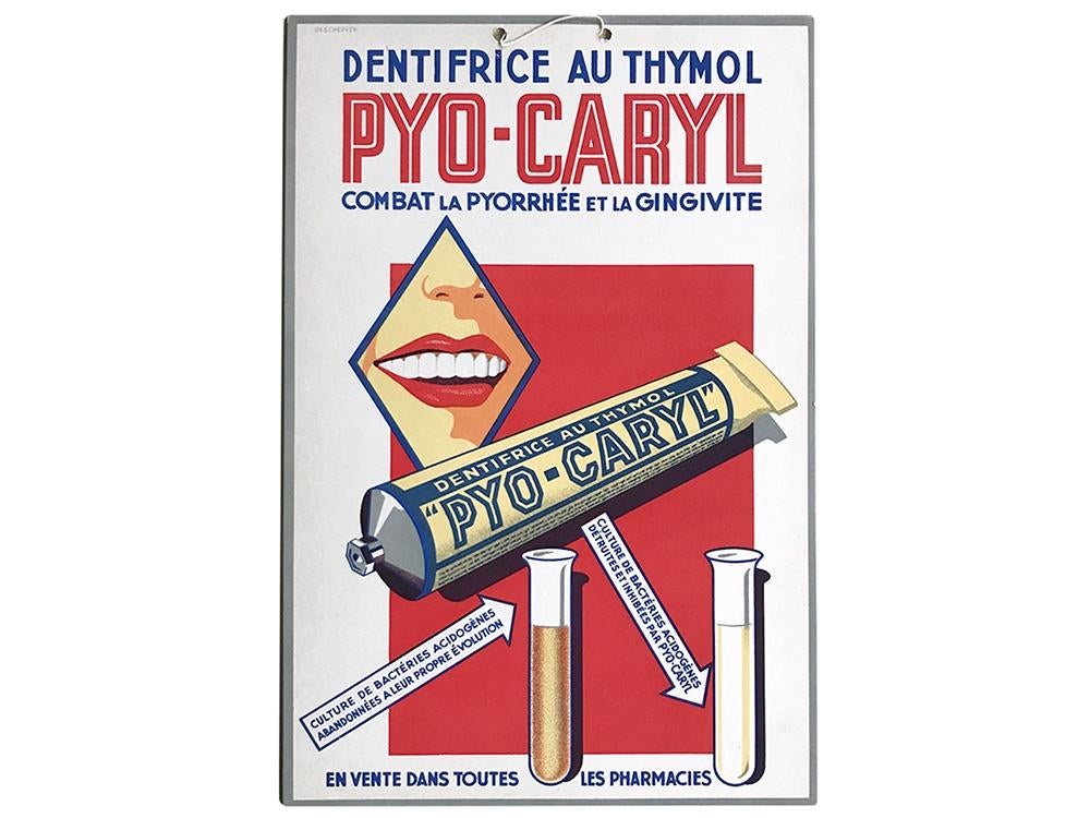 Publicité pour le dentifrice Pro-Caryl des années 1950, X, Envoi, Panneau publicitaire, Neuf