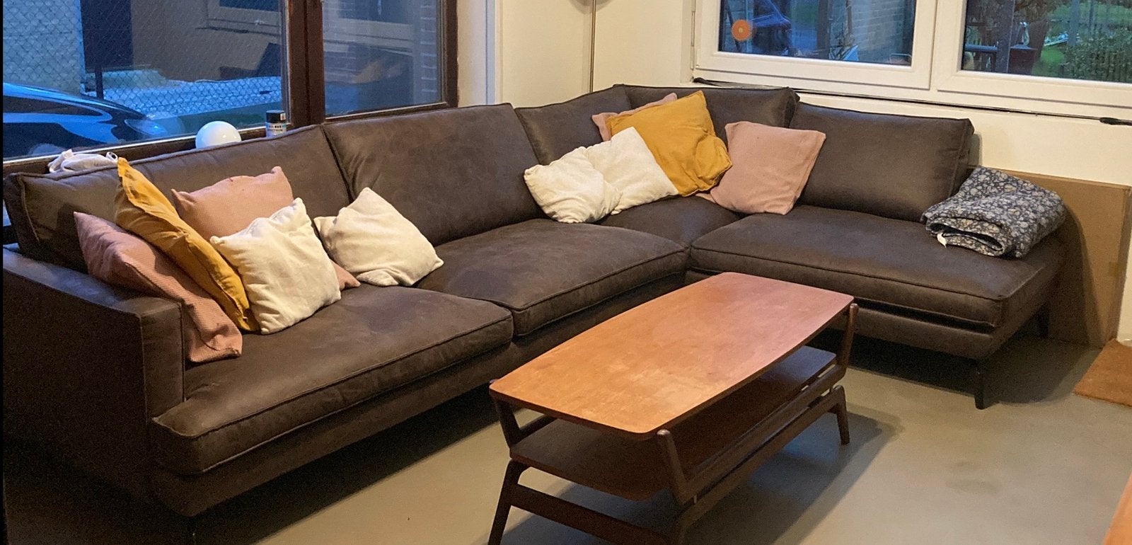 Lederen hoeksalon, Huis en Inrichting, Ophalen, Zo goed als nieuw, Leer