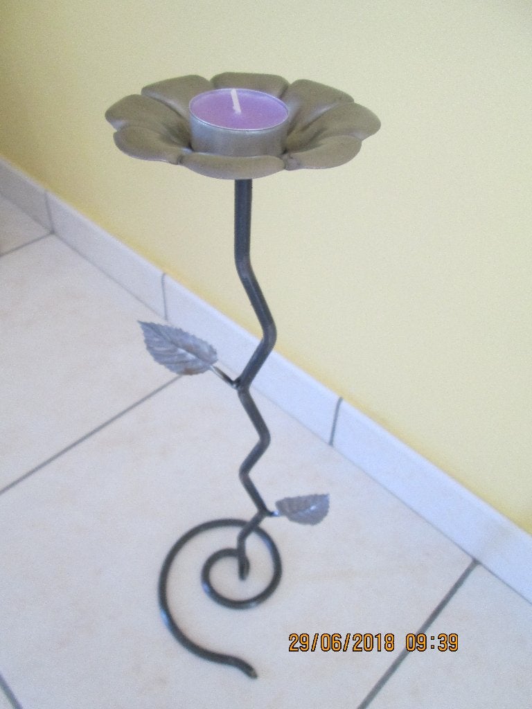 Bougeoir en fer forgé sur pied Design, Ophalen, 25 tot 50 cm, Zwart, Nieuw