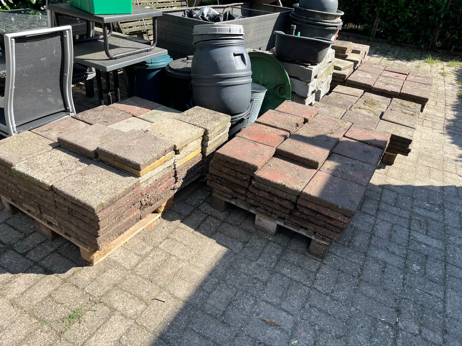 20m2 rode 30x30 beton stoeptegels, Tuin en Terras, Tegels en Klinkers, Ophalen, Gebruikt, 10 m² of meer, Beton