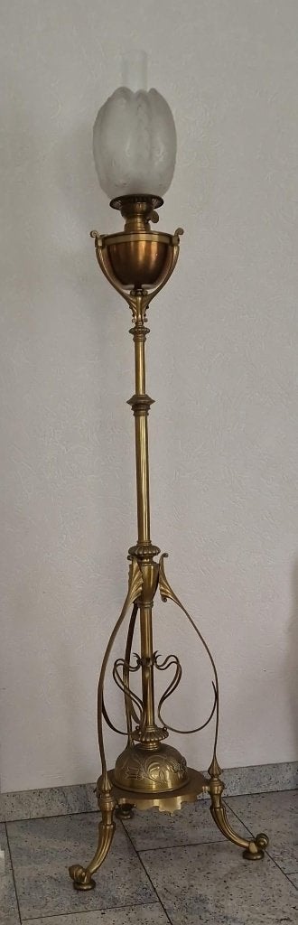Antieke Art Nouveau petroleumlamp Vloerlamp, Antiek en Kunst, Ophalen