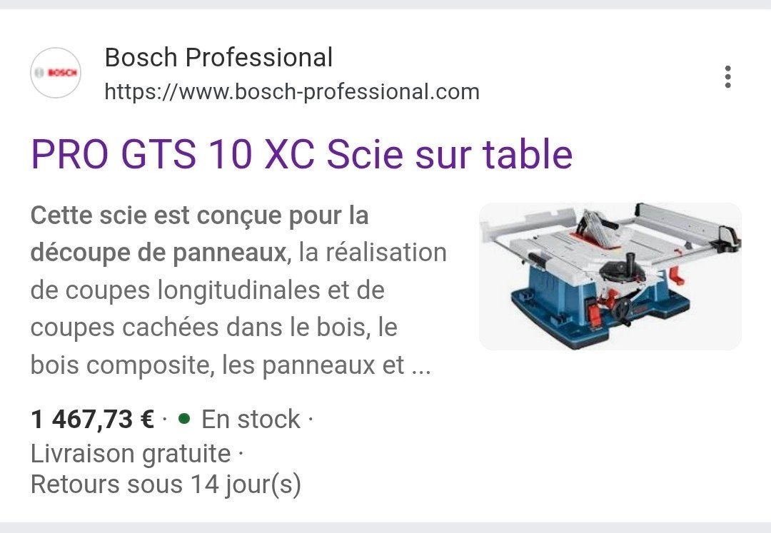 Scie de table + chariot Bosch, Bricolage & Construction, 1200 watts ou plus, 70 mm ou plus, Comme neuf, Enlèvement