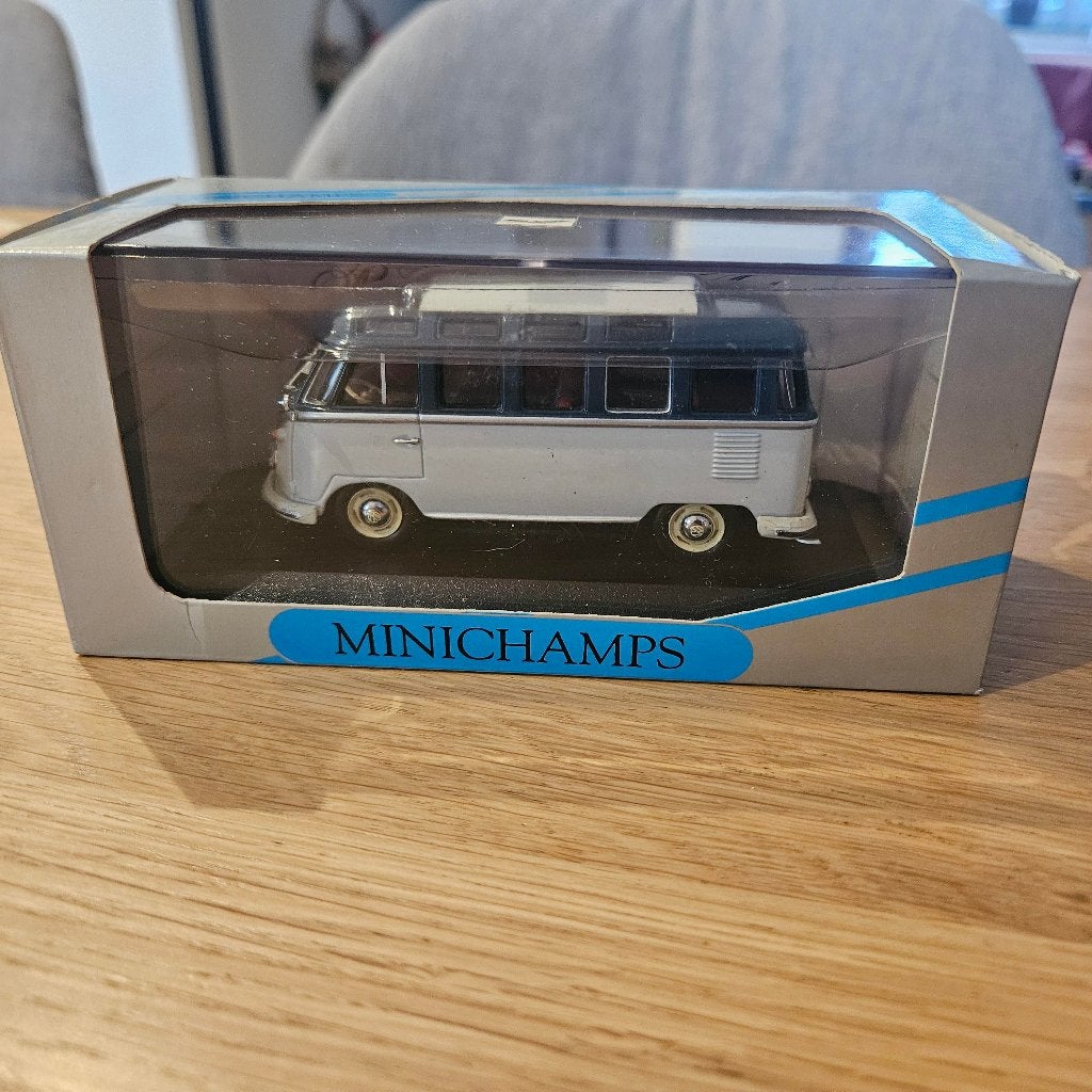 Minichamps VW Bus Samba grey/blue 1/43, Enlèvement ou Envoi, Neuf, Voiture, MiniChamps