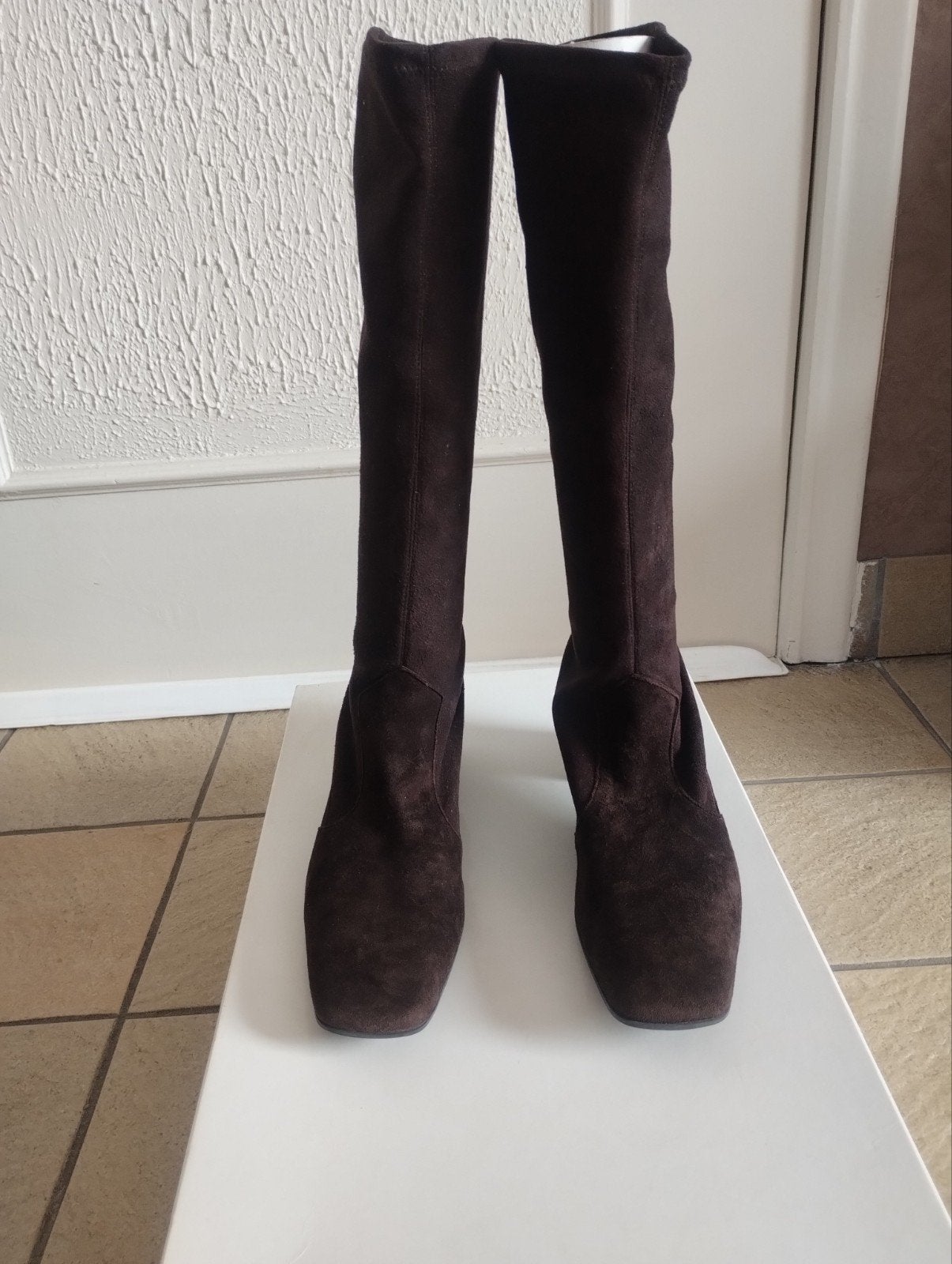 Suede hoge laarzen/ maat 38,5, Ophalen, Hoge laarzen, Bruin, Brunate