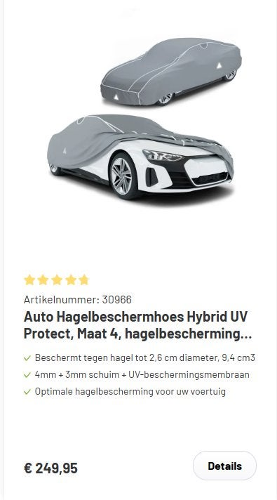 Hagelbeschermhoes Hybrid UV Protect WALSER AUDI A6, Autos, Particulier, Gris, Achat, A6