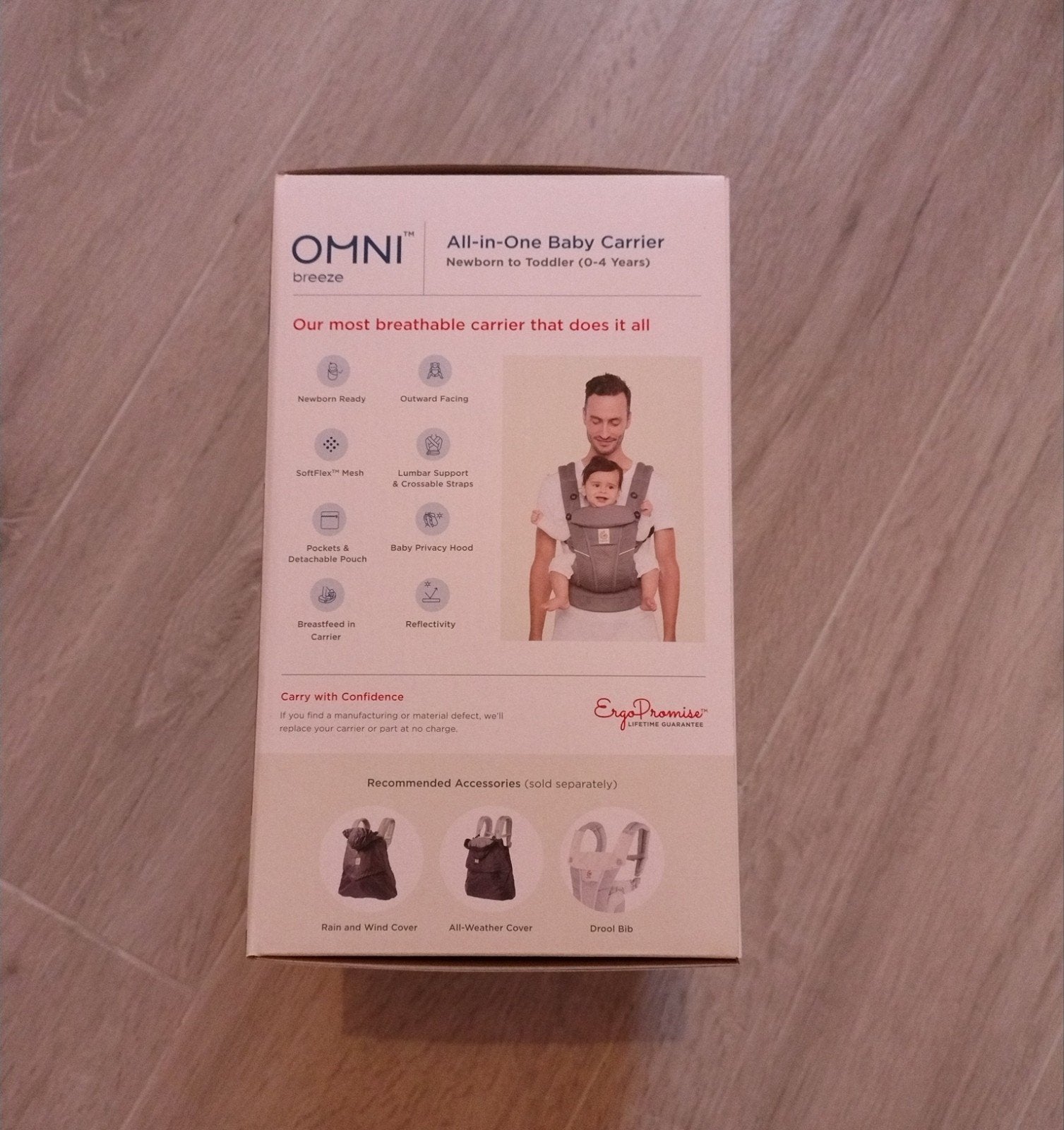 Ergobaby draagzak omni breeze in grijs, Ophalen, Buik, Draagzak