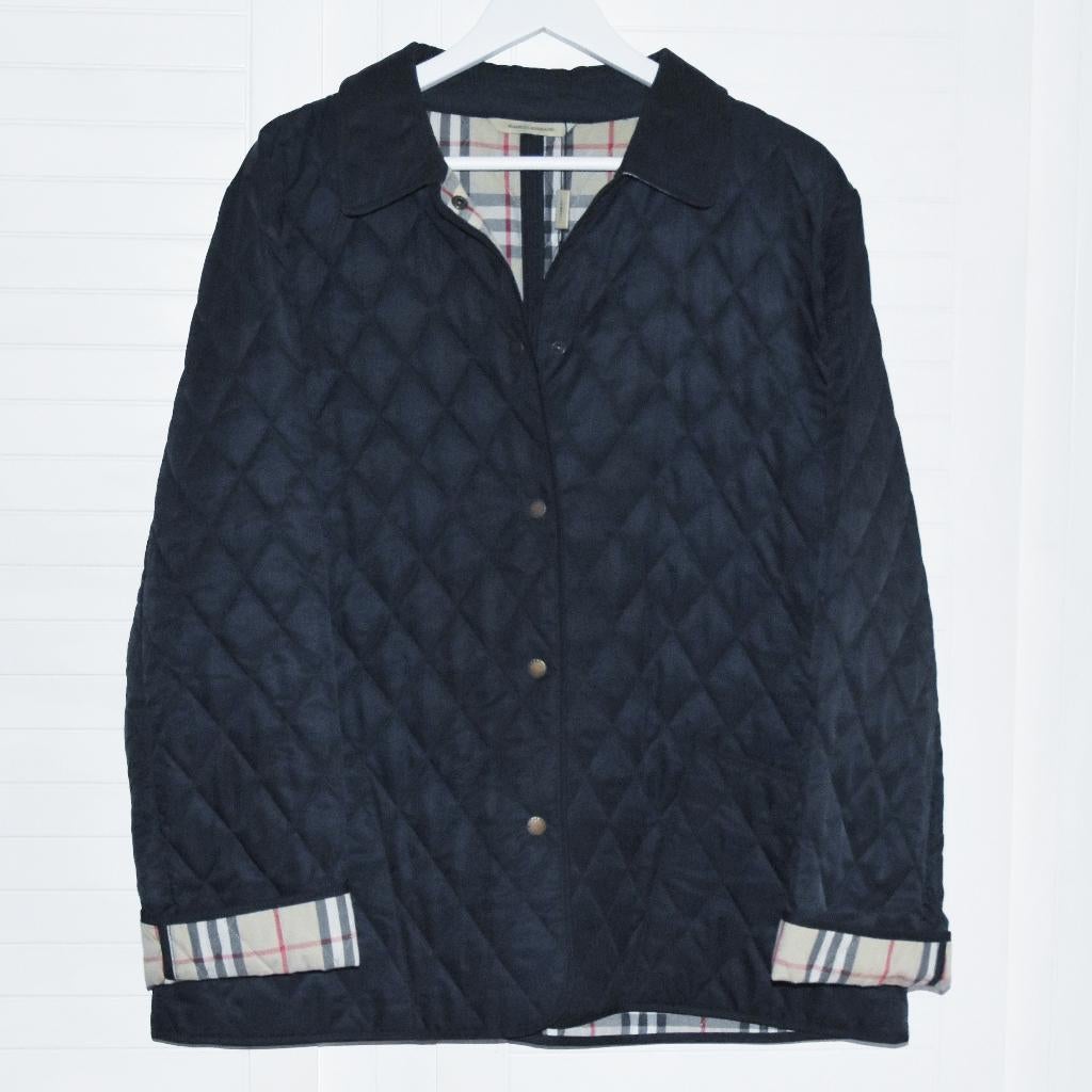 Marineblauwe gewatteerde jas Burberry, Kleding | Dames, BURBERRYS, Blauw, Maat 46/48 (XL) of groter, Ophalen of Verzenden