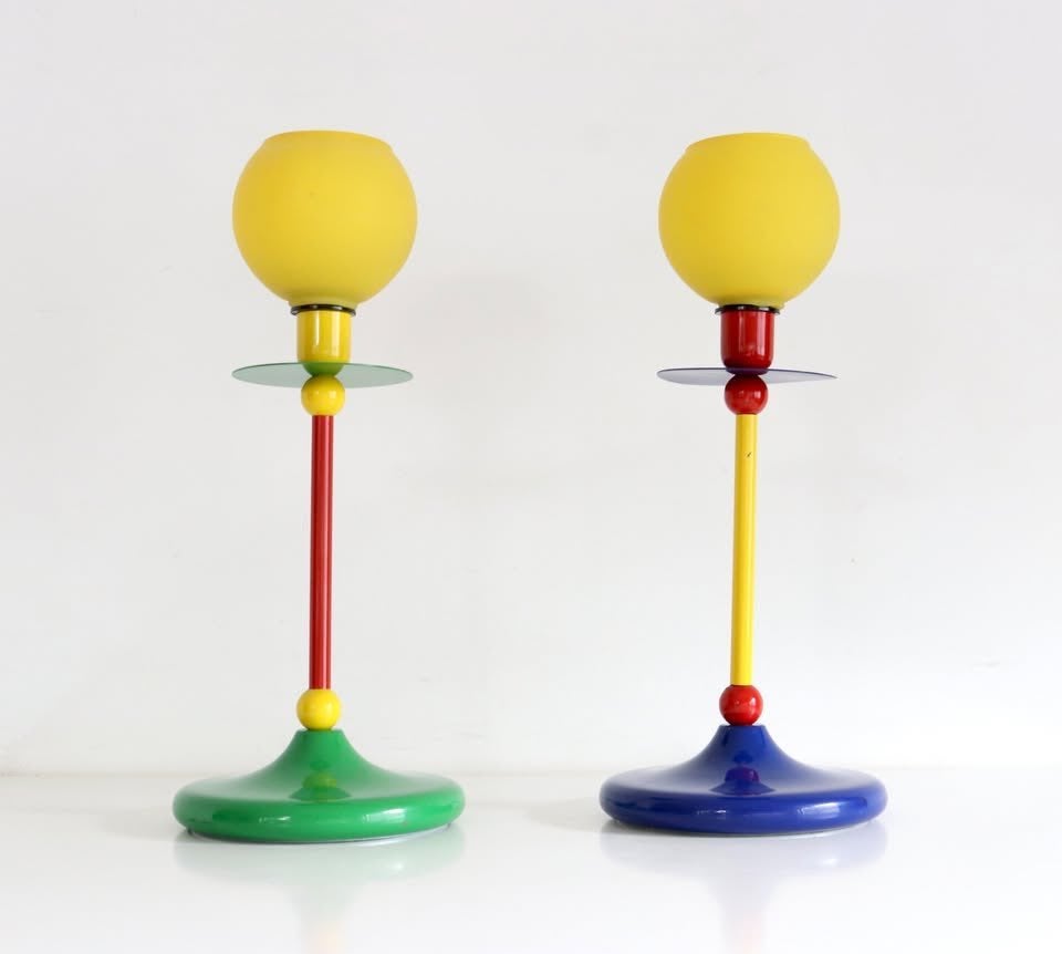 1980's Memphis-stijl tafellampen - Vintage design, Antiquités & Art, Art | Objets design, Enlèvement, Lampe, Verre