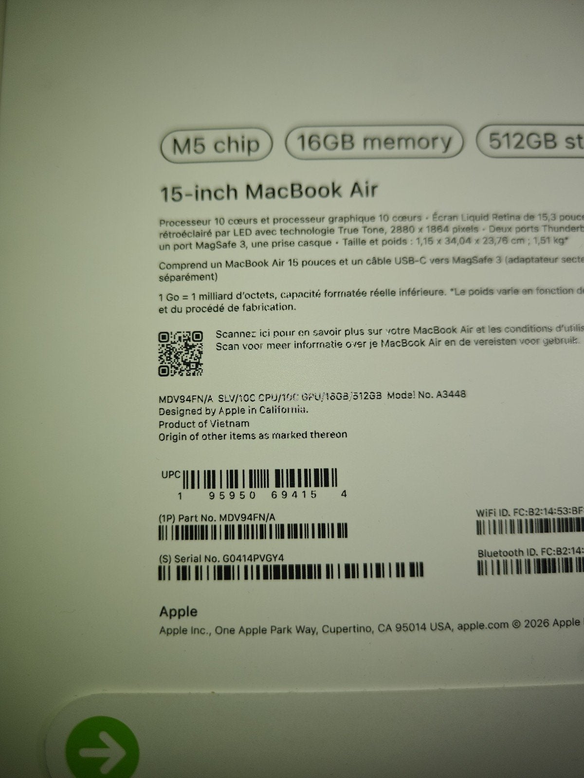 Macbook Air 15" M5 16Gb 512Gb NIEUW GESEALED ONGEOPEND DOOS, Enlèvement, 15 pouces, Azerty, MacBook