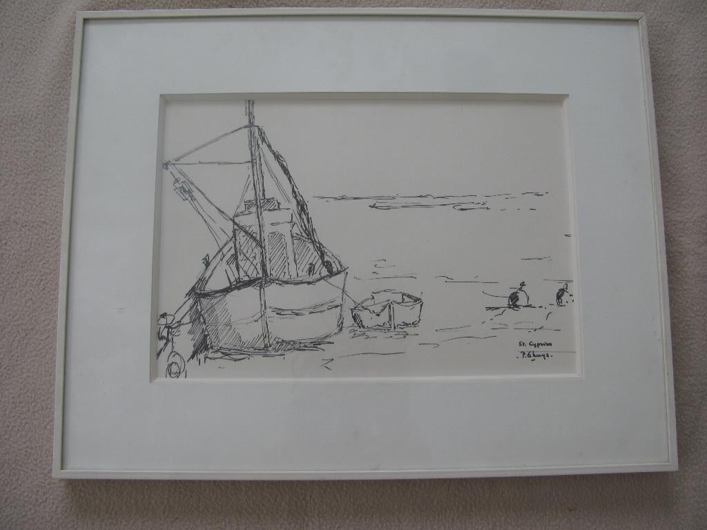 mooie pentekening van Paul Ghuys, Antiek en Kunst, Kunst | Schilderijen | Klassiek, Ophalen