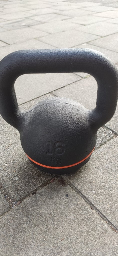 Kettlebell 16 kg Domyos, Sport en Fitness, Ophalen, Zo goed als nieuw, Armen, Kettlebell