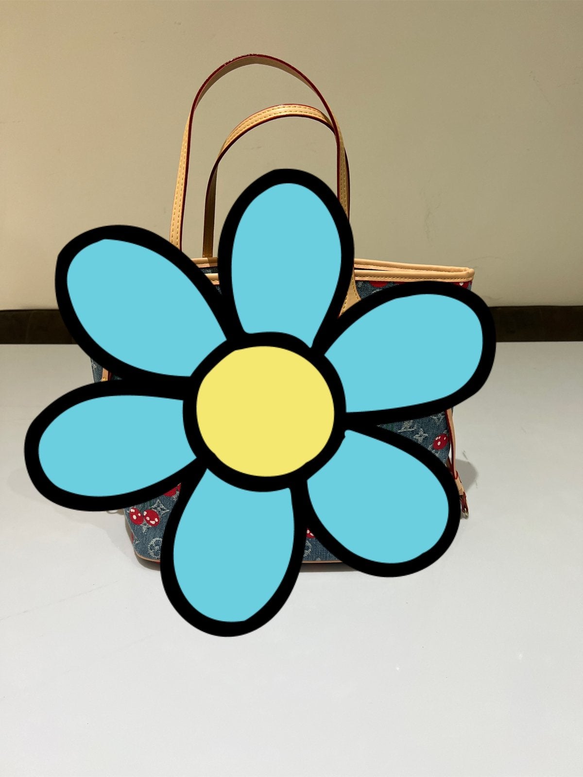Neverfull jeans/cerises, Bijoux, Sacs & Beauté, Enlèvement ou Envoi, Comme neuf, Sac à main