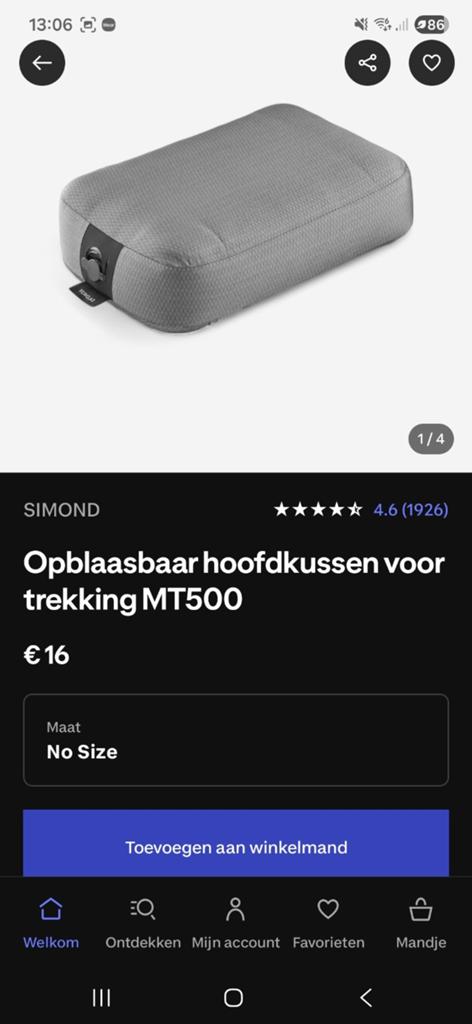 Kampeerkusssen 4 stuks, Ophalen