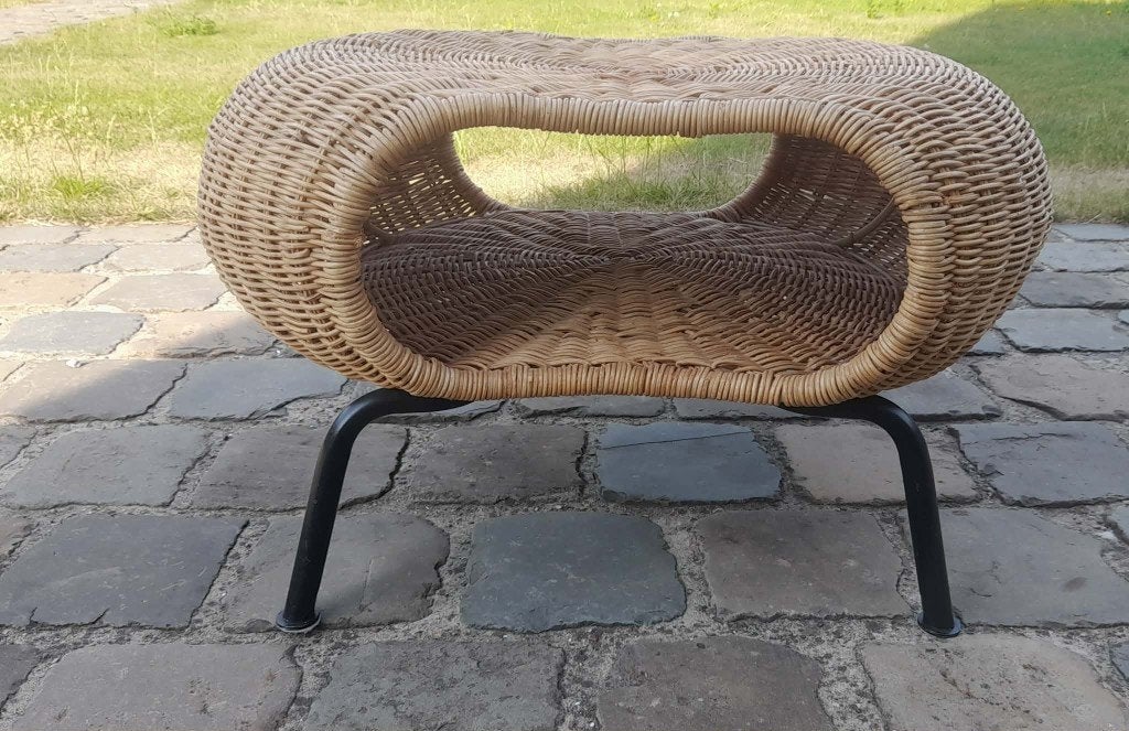 Voetenbank met bergruimte of salontafel (rotan/antraciet), Ophalen, Zo goed als nieuw