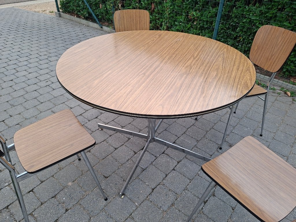Formica tafel met 4 stoelen, Enlèvement, Comme neuf, Métal