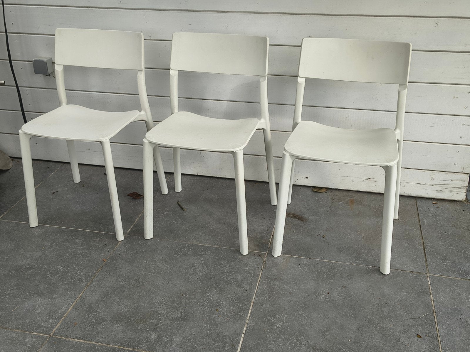 3 chaises Ikea Janinge, Maison & Meubles, Chaises, Enlèvement, Blanc, Synthétique