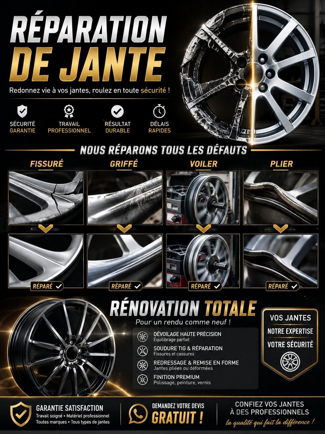 réparation jante voiture liege fissure ou griffer
