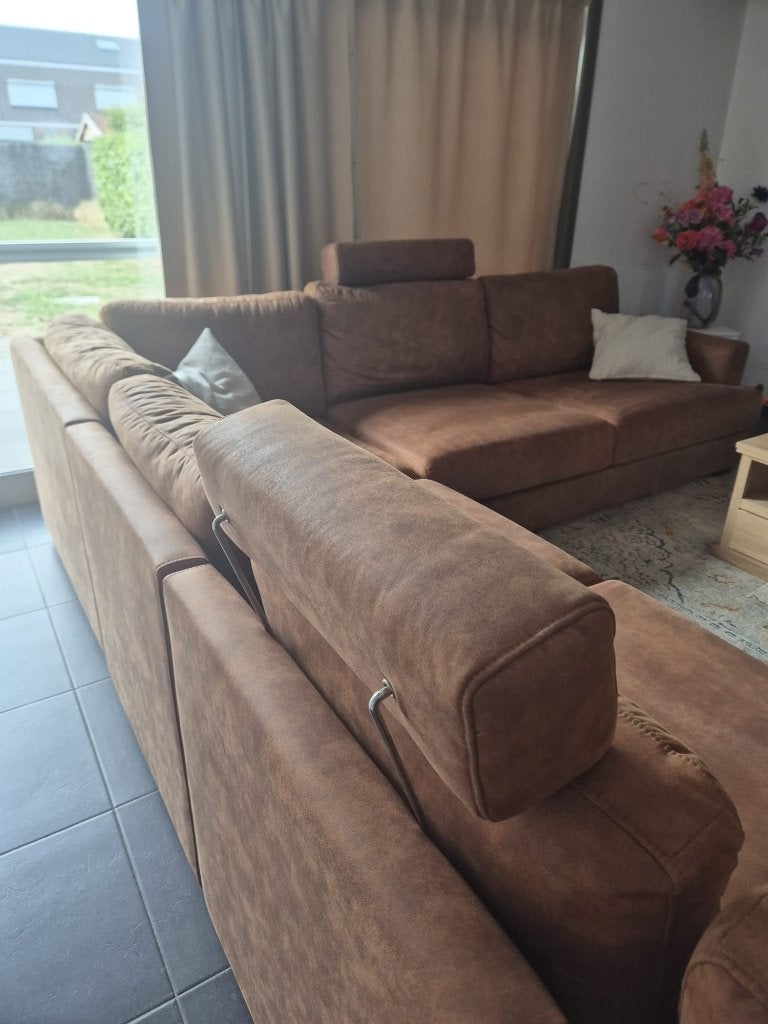Canapé d'angle en U spacieux de couleur cognac chaud, Maison & Meubles, Canapés | Salons, 100 à 125 cm, Quatre personnes ou plus