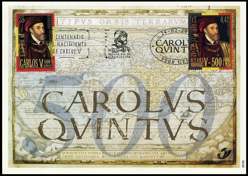 2887HK 500e anniv. de la naissance de Charles Quint, Timbres & Monnaies, Timbres | Europe | Belgique, Envoi, Oblitération 1er jour
