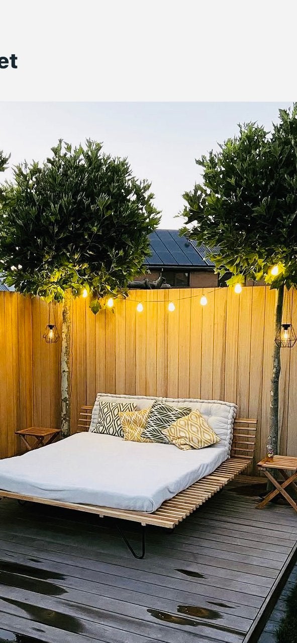 Lounge relax tuinbank ligbed, zonder of met kussens 2/2m, Ophalen, Zo goed als nieuw
