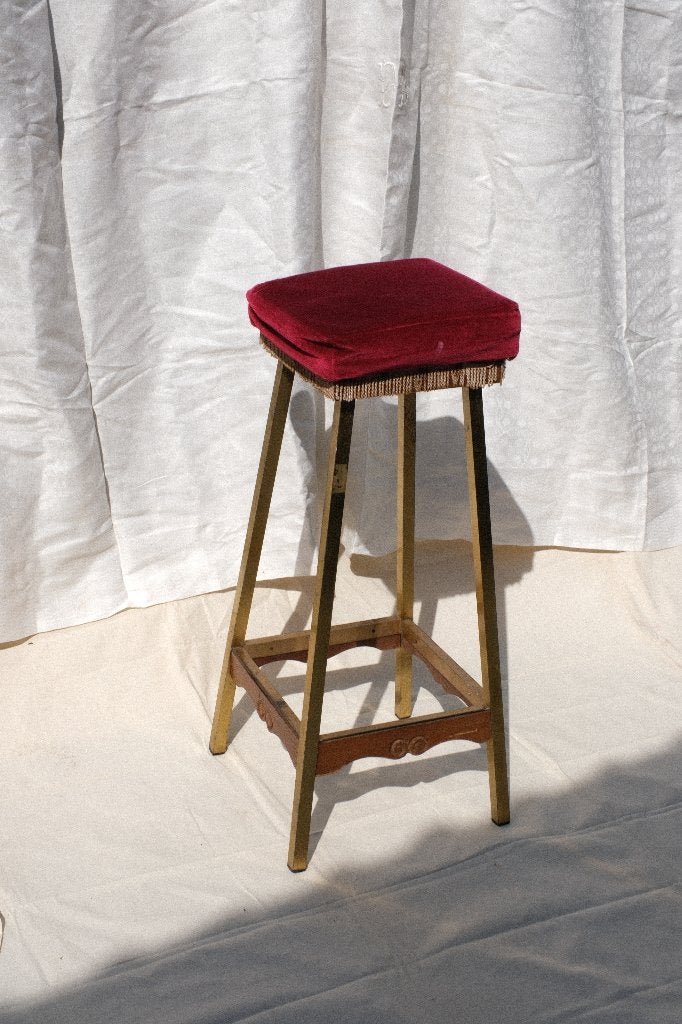 TABOURET VELOURS VINTAGE, Enlèvement, Utilisé, Fer